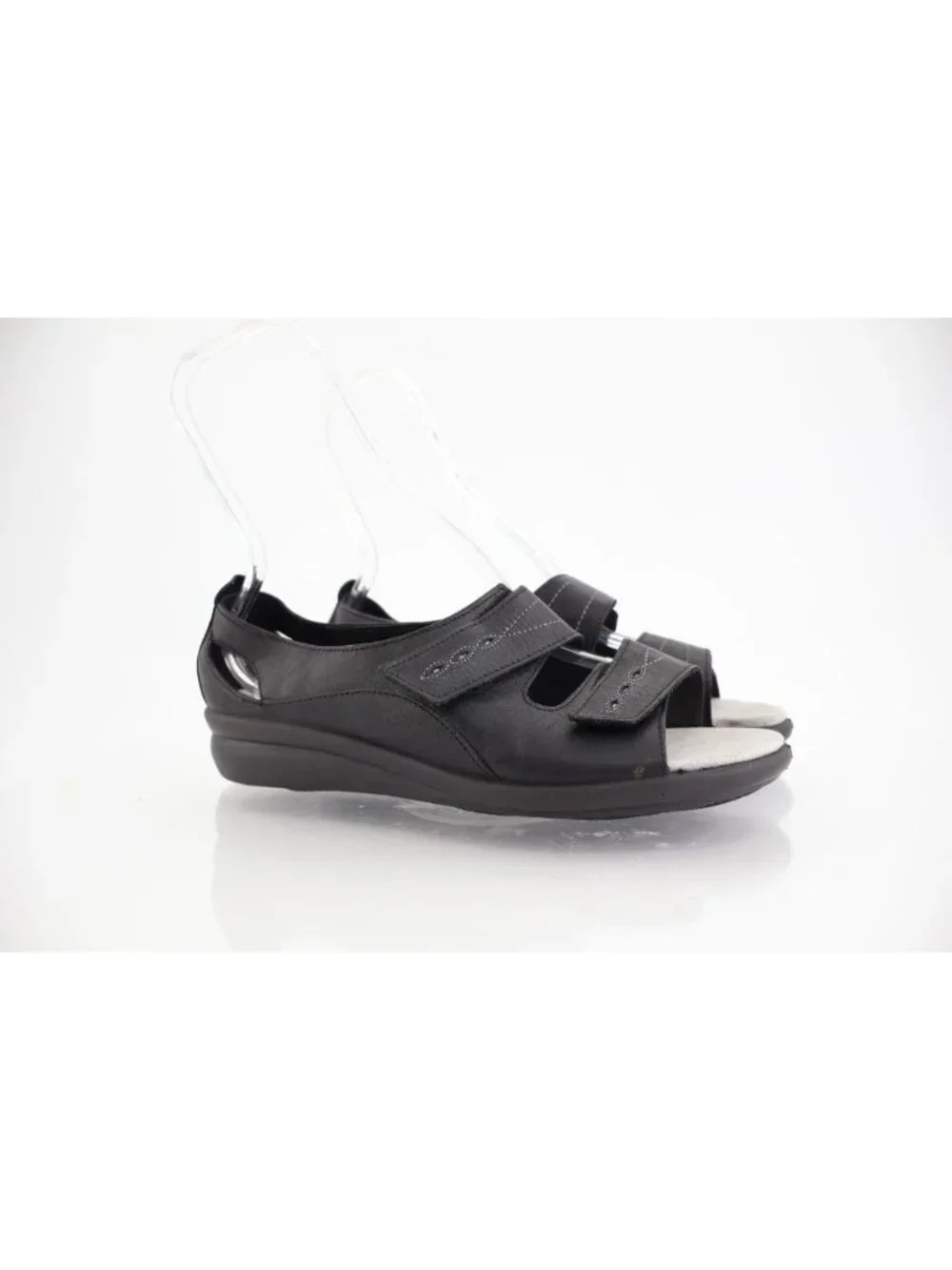 Hotter England Women's Florence Sandal Size 10 Black Leather Adjustable Strap